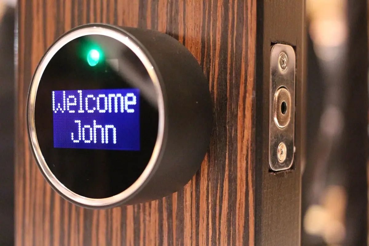 Smart deadbolt welcoming its owner home